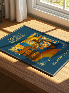 There'S A Wocket In My Pocket! Classic Book Art Print by Dr. Seuss – print on a sunlit desk