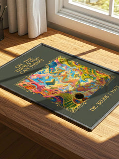 Oh, The Thinks You Can Think! Classic Book Art Print by Dr. Seuss – print on a sunlit desk
