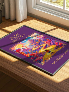Oh, The Places You'Ll Go! Classic Book Art Print by Dr. Seuss – print on a sunlit desk