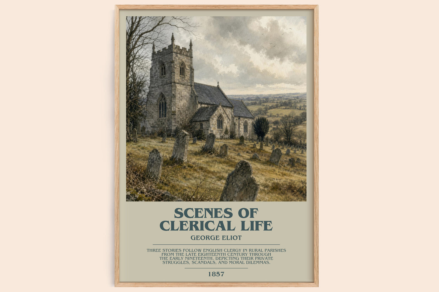 Scenes Of Clerical Life bookish book poster by George Eliot – framed literary art print