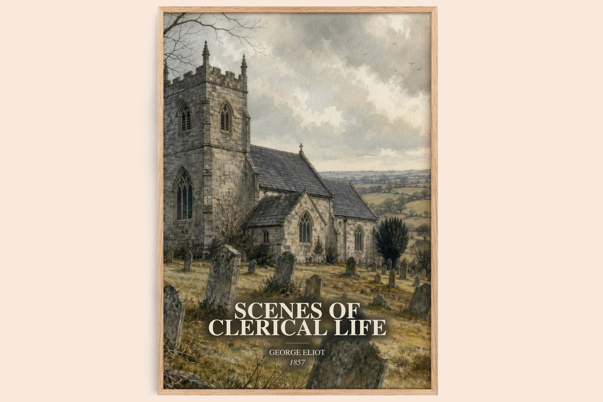 Scenes Of Clerical Life watercolour book poster by George Eliot – framed literary art print