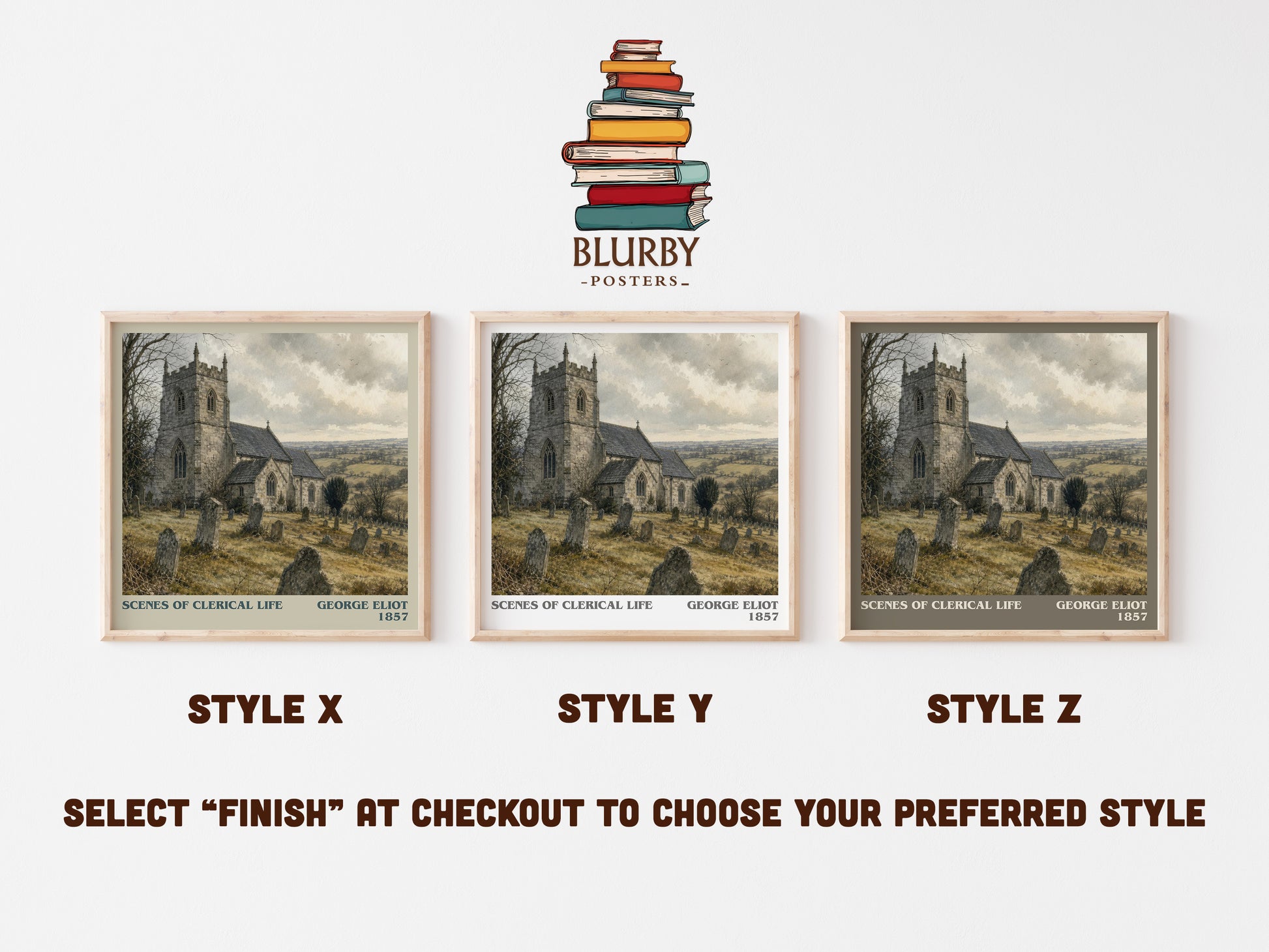 Scenes Of Clerical Life literary print in frame leaning in hallway – classic literature wall art