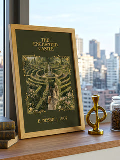 The Enchanted Castle Classic Book Art Print by E. Nesbit – framed print on a city-view windowsill