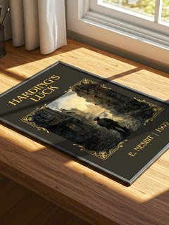 Harding'S Luck Classic Book Art Print by E. Nesbit – print on a sunlit desk