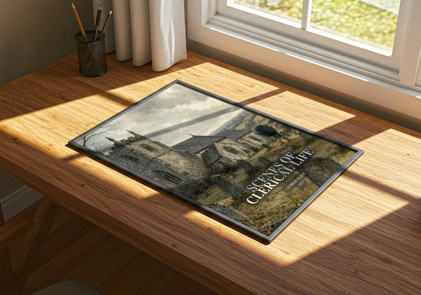 Scenes Of Clerical Life watercolour book poster framed on wall – classic literature wall art