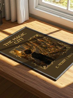 The Magic City Classic Book Art Print by E. Nesbit – print on a sunlit desk