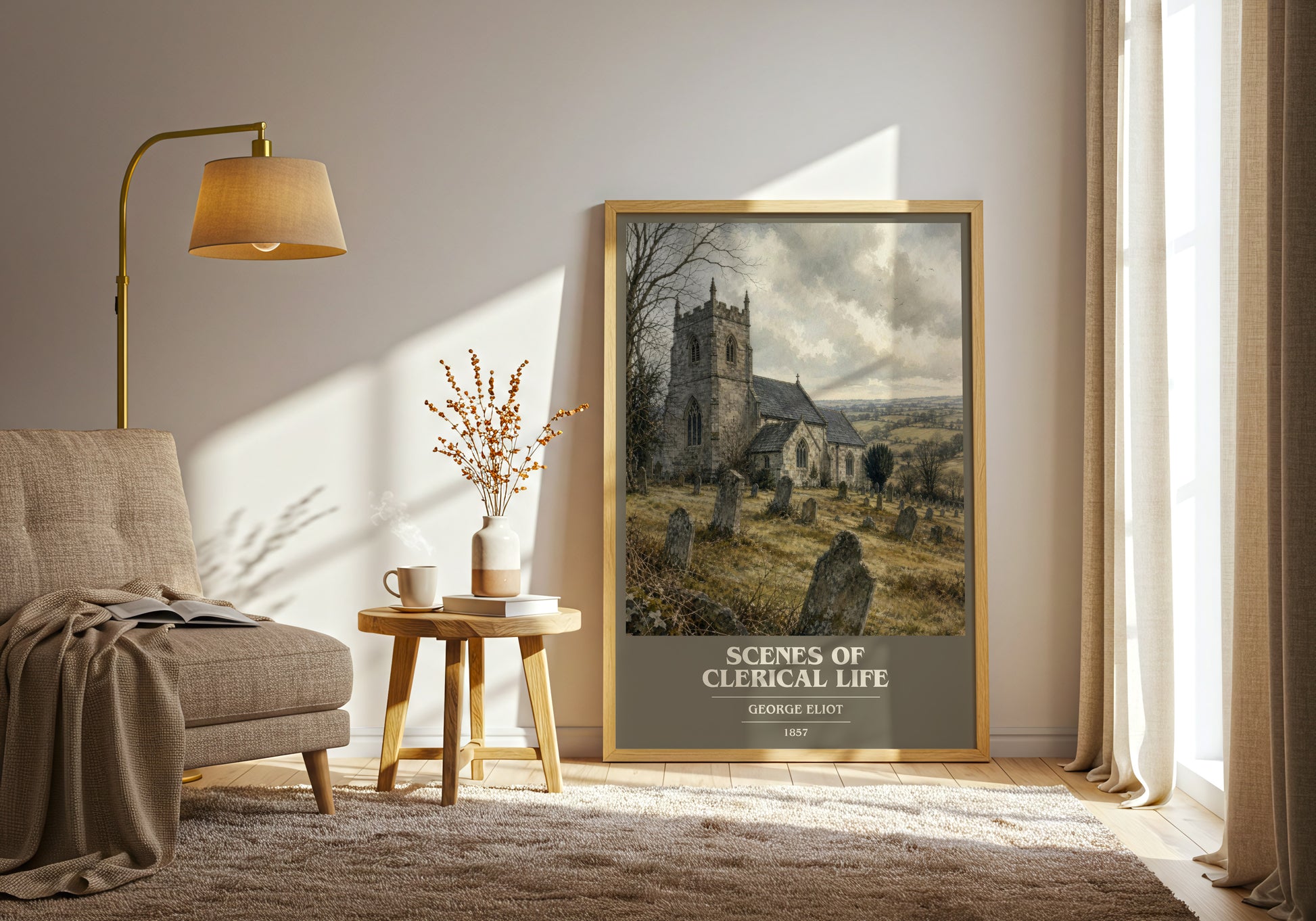 Scenes Of Clerical Life book cover print on bookshelf – George Eliot fan gift