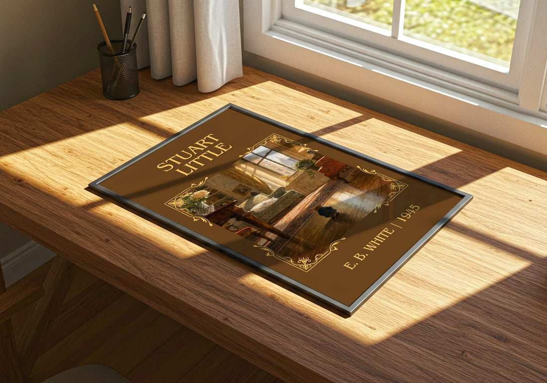 Stuart Little Classic Book Art Print by E. B. White – print on a sunlit desk