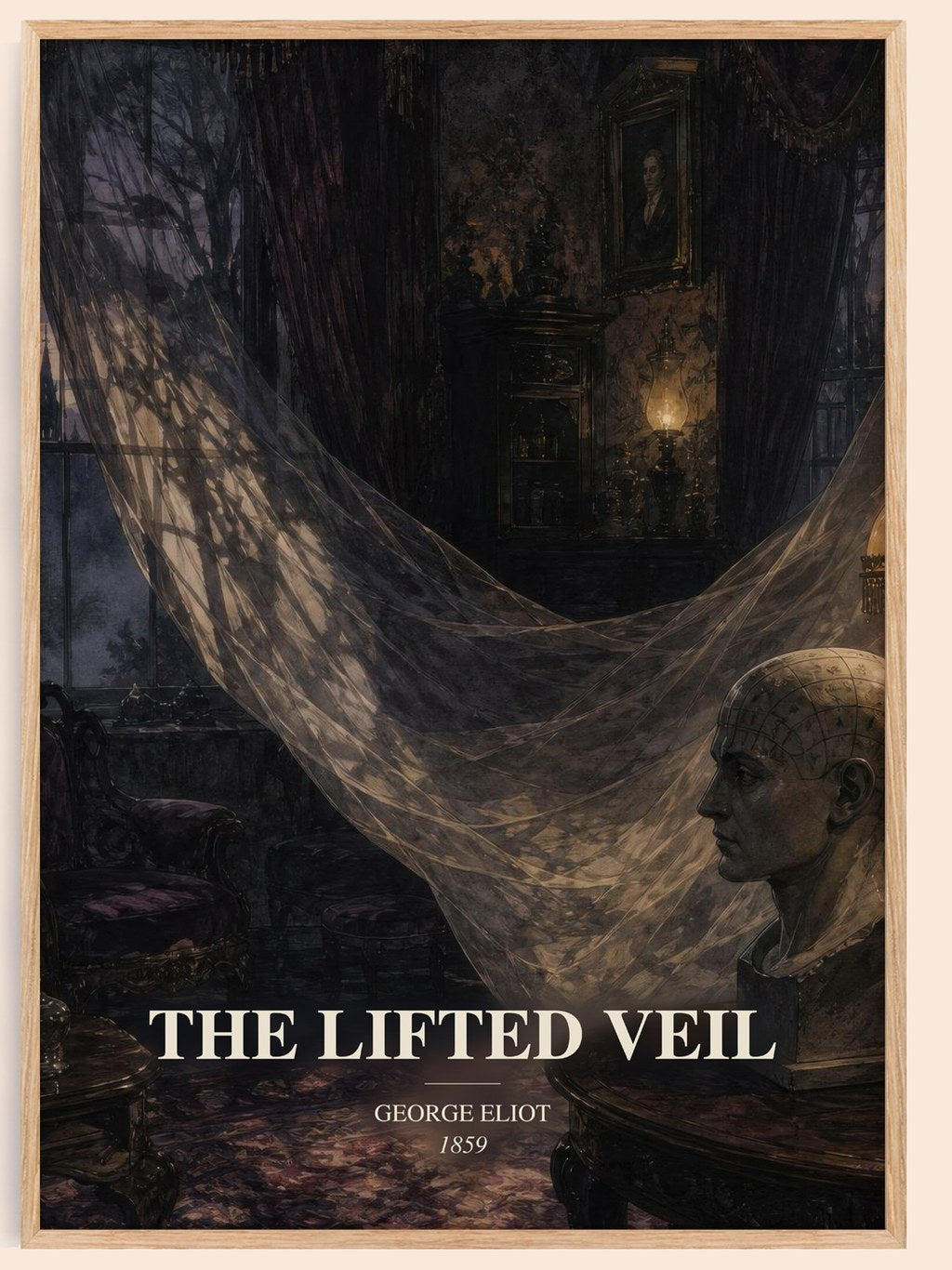 The Lifted Veil watercolour book poster by George Eliot – framed literary art print