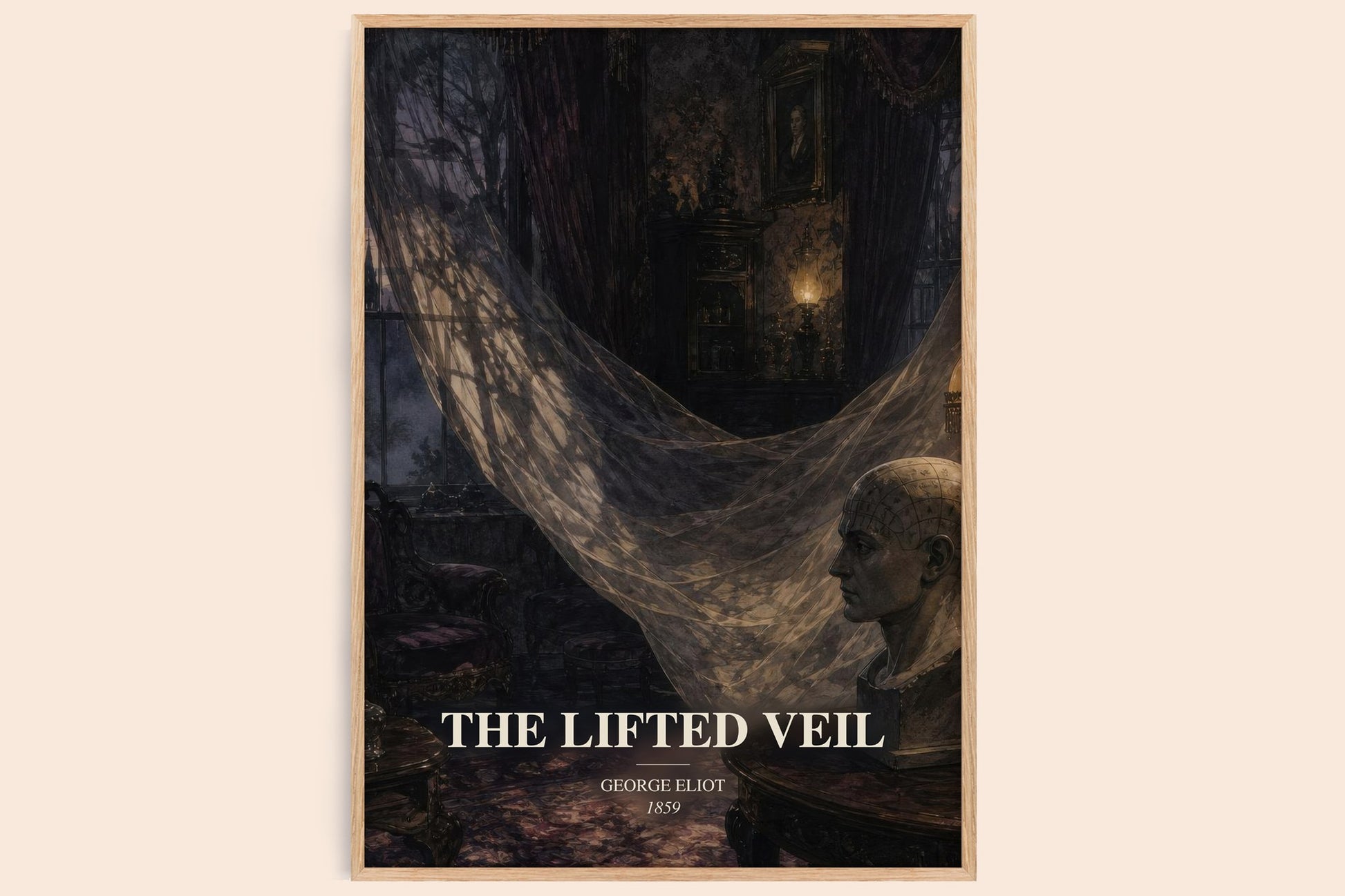 The Lifted Veil watercolour book poster by George Eliot – framed literary art print