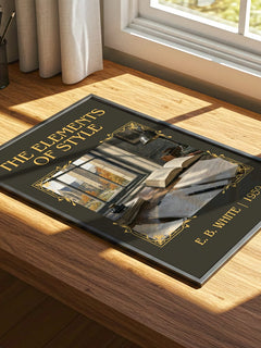 The Elements Of Style Classic Book Art Print by E. B. White – print on a sunlit desk