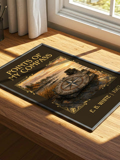 Points Of My Compass Classic Book Art Print by E. B. White – print on a sunlit desk