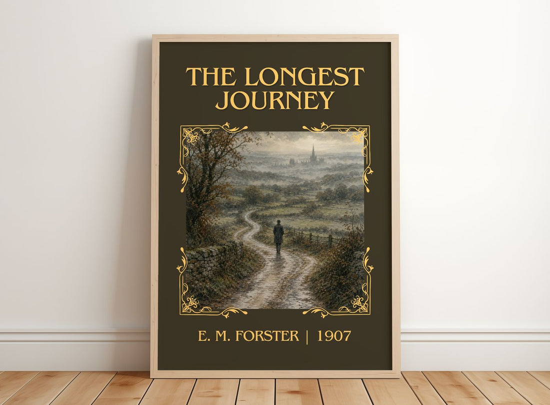 The Longest Journey Classic Book Art Print by E. M. Forster – framed print leaning on a wooden floor
