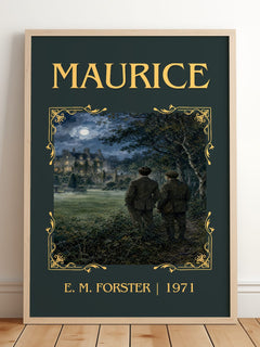 Maurice Classic Book Art Print by E. M. Forster – framed print leaning on a wooden floor