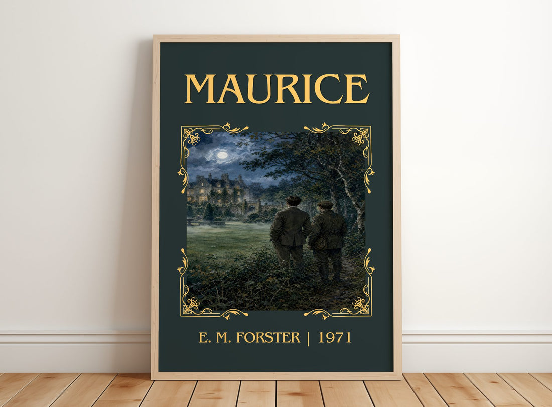 Maurice Classic Book Art Print by E. M. Forster – framed print leaning on a wooden floor