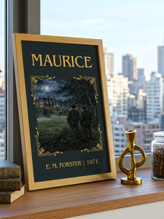 Maurice Classic Book Art Print by E. M. Forster – framed print on a city-view windowsill
