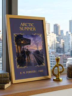 Arctic Summer Classic Book Art Print by E. M. Forster – framed print on a city-view windowsill