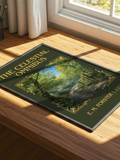 The Celestial Omnibus Classic Book Art Print by E. M. Forster – print on a sunlit desk