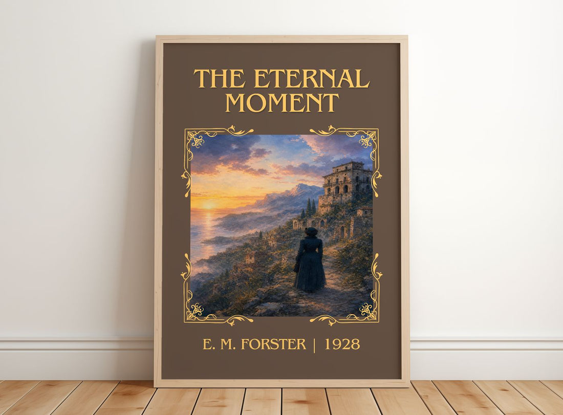 The Eternal Moment Classic Book Art Print by E. M. Forster – framed print leaning on a wooden floor