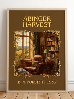 Abinger Harvest Classic Book Art Print by E. M. Forster – framed print leaning on a wooden floor