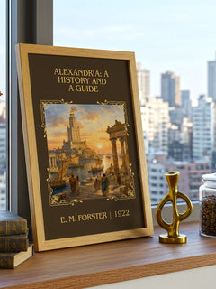 Alexandria: A History And A Guide Classic Book Art Print by E. Forster – framed print on a city-view windowsill