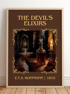 The Devil'S Elixirs Classic Book Art Print by E.T.A. Hoffmann – framed print leaning on a wooden floor