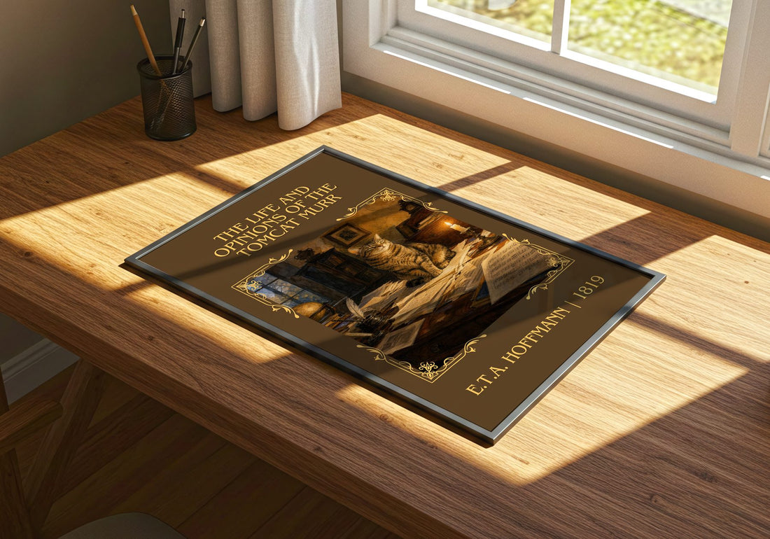 Life And Opinions Of The Tomcat Murr Classic Book Art Print – print on a sunlit desk