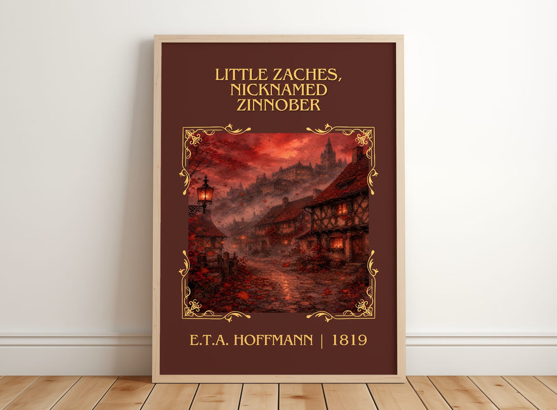 Little Zaches, Nicknamed Zinnober Classic Book Art Print – framed print leaning on a wooden floor