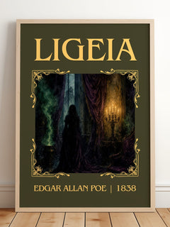 Ligeia Classic Book Art Print by Edgar Allan Poe – framed print leaning on a wooden floor