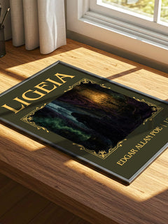 Ligeia Classic Book Art Print by Edgar Allan Poe – print on a sunlit desk