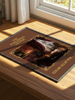 The Purloined Letter Classic Book Art Print by Edgar Allan Poe – print on a sunlit desk