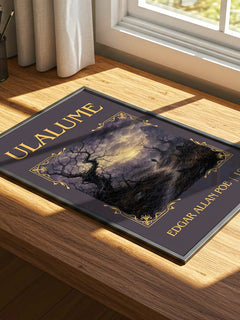 Ulalume Classic Book Art Print by Edgar Allan Poe – print on a sunlit desk