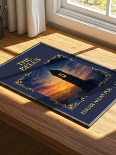 The Bells Classic Book Art Print by Edgar Allan Poe – print on a sunlit desk