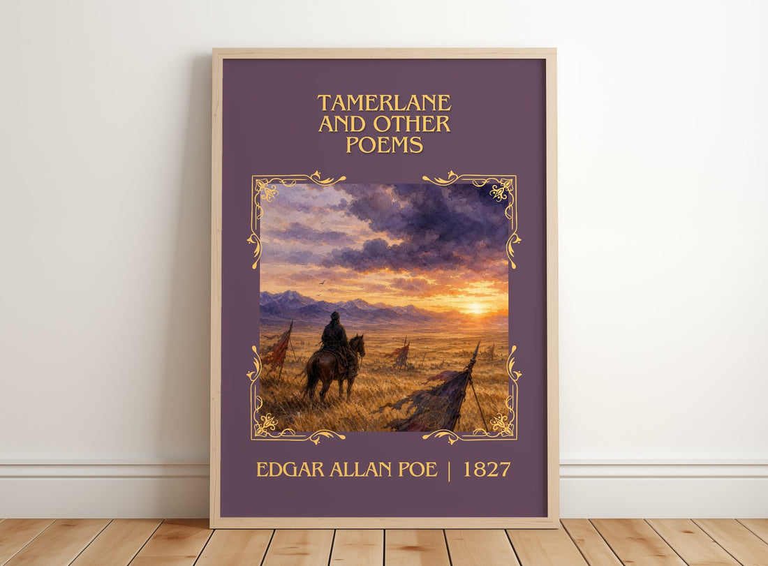Tamerlane And Other Poems Classic Book Art Print by Edgar Allan Poe – framed print leaning on a wooden floor