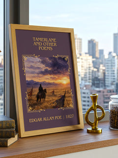 Tamerlane And Other Poems Classic Book Art Print by Edgar Allan Poe – framed print on a city-view windowsill