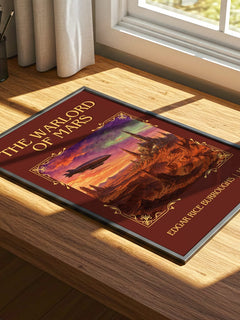 The Warlord Of Mars Classic Book Art Print by Edgar Rice Burroughs – print on a sunlit desk