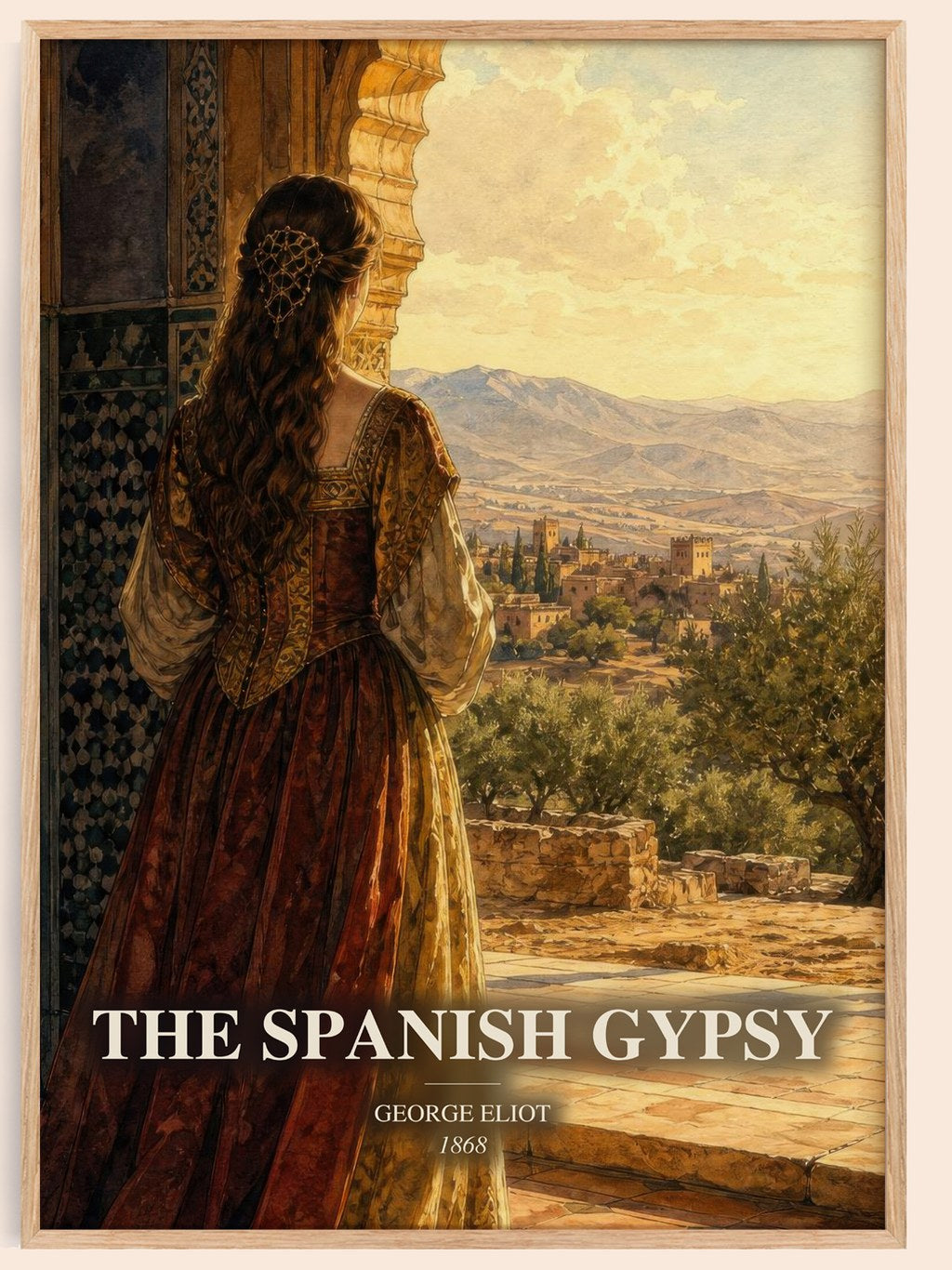The Spanish Gypsy watercolour book poster by George Eliot – framed literary art print
