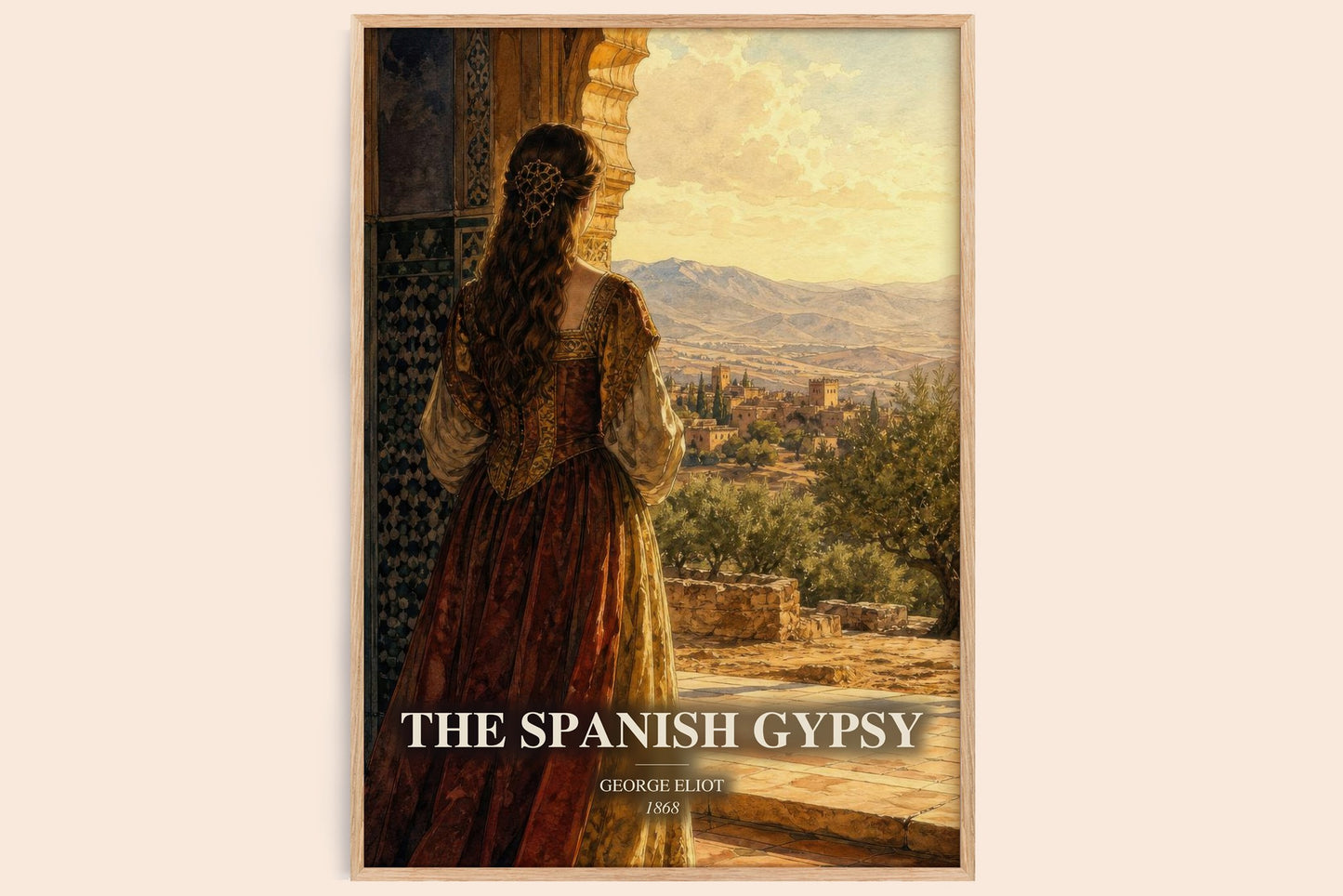 The Spanish Gypsy watercolour book poster by George Eliot – framed literary art print