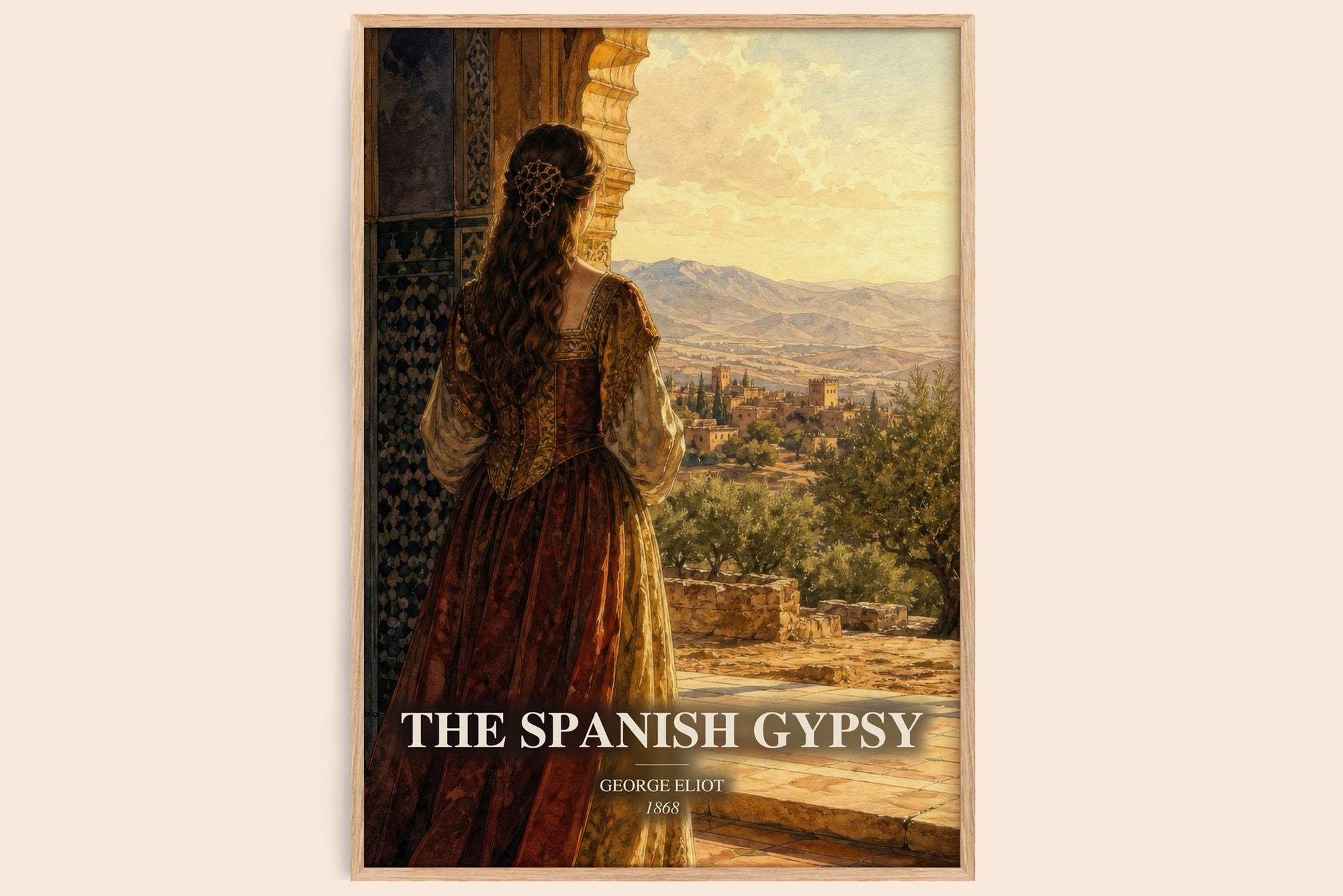 The Spanish Gypsy watercolour book poster by George Eliot – framed literary art print