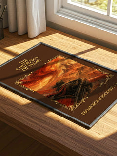 The Chessmen Of Mars Classic Book Art Print by Edgar Rice Burroughs – print on a sunlit desk