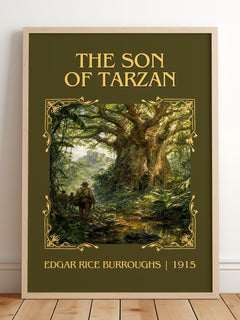 The Son Of Tarzan Classic Book Art Print by Edgar Rice Burroughs – framed print leaning on a wooden floor