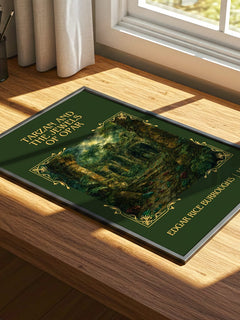 Tarzan And The Jewels Of Opar Classic Book Art Print by E. Burroughs – print on a sunlit desk