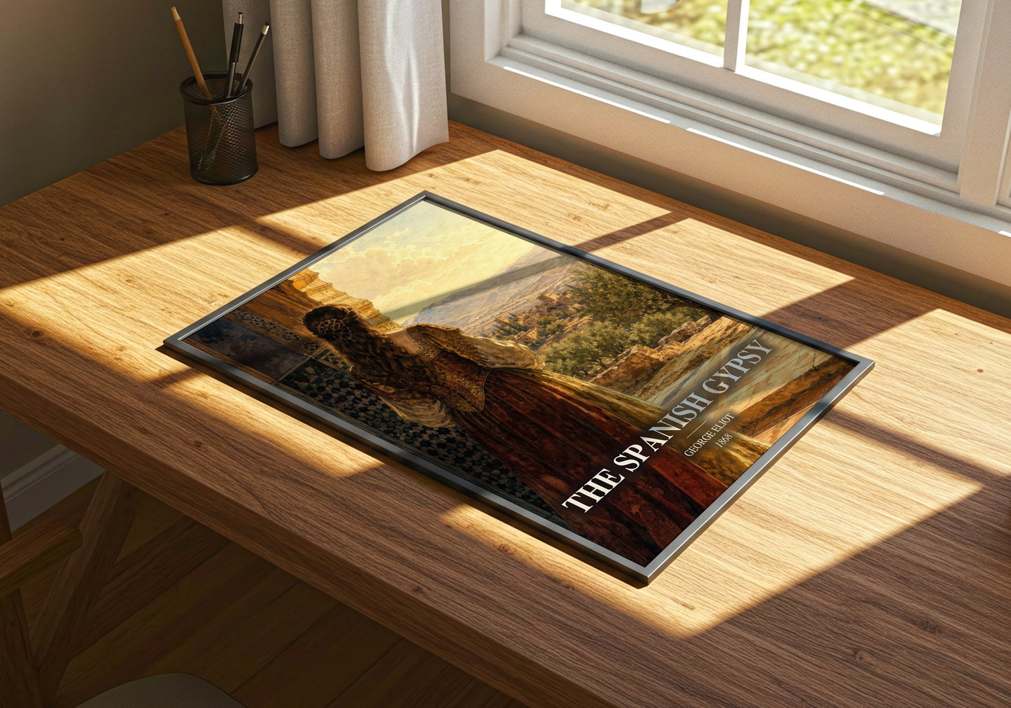 The Spanish Gypsy watercolour book poster framed on wall – poetry wall art