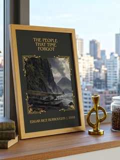 People That Time Forgot Classic Book Art Print by Edgar Rice Burroughs – framed print on a city-view windowsill