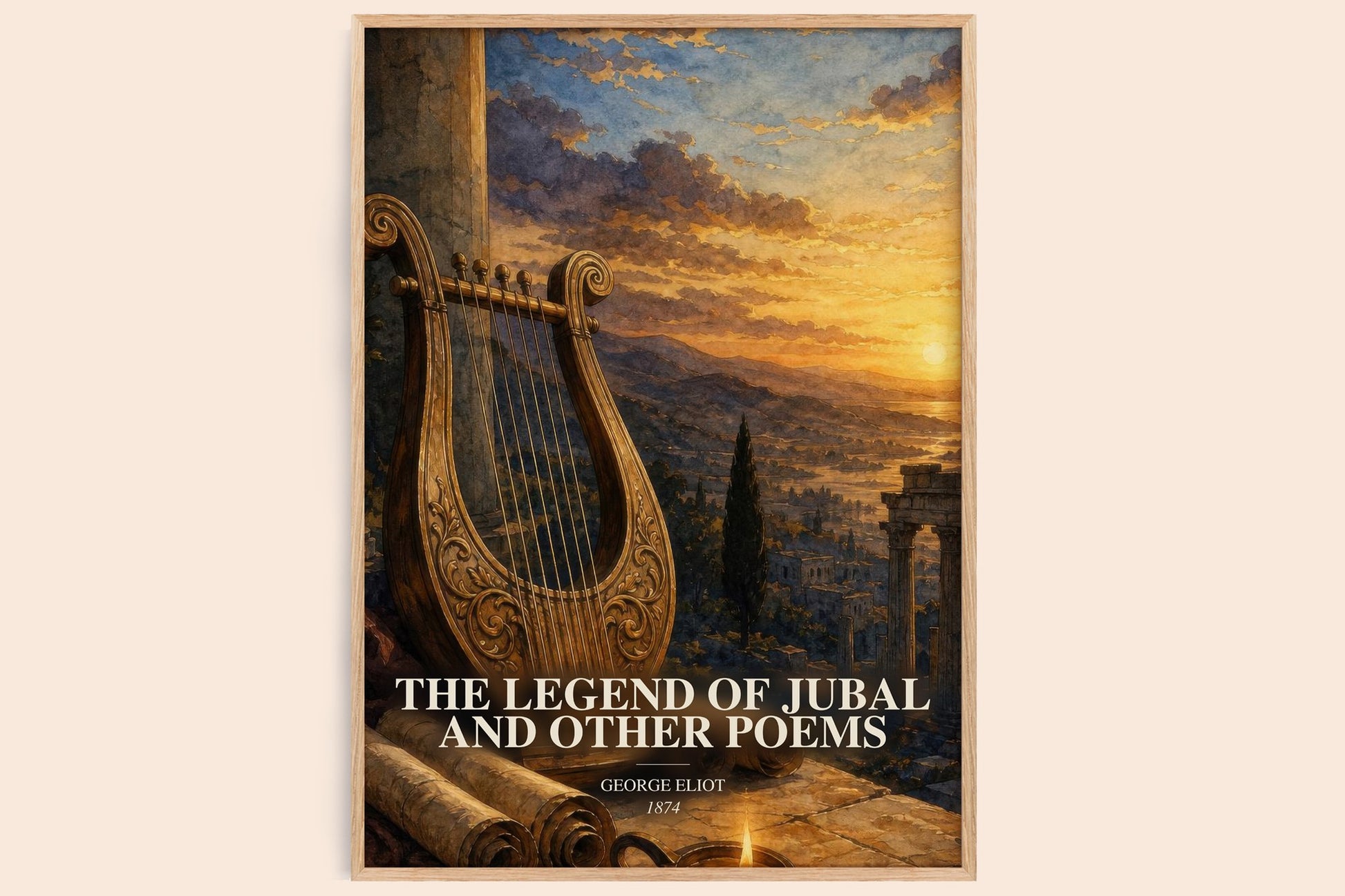 The Legend Of Jubal And Other Poems watercolour book poster by George Eliot – framed literary art print