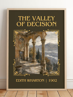 The Valley Of Decision Classic Book Art Print by Edith Wharton – framed print leaning on a wooden floor