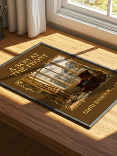 A Son At The Front Classic Book Art Print by Edith Wharton – print on a sunlit desk