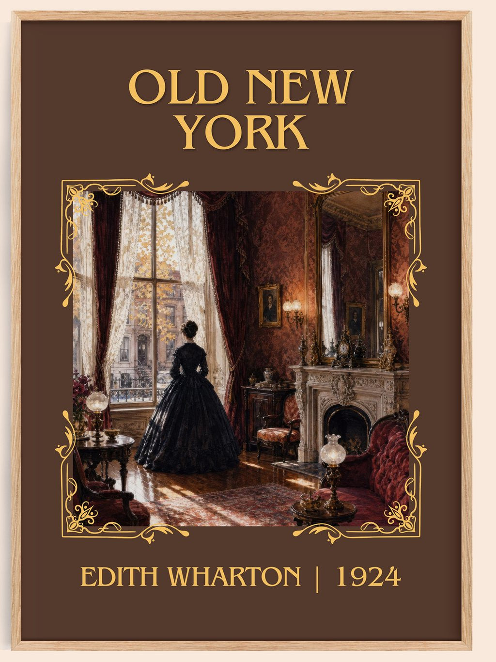 Old New York Classic Book Art Print by Edith Wharton – book poster