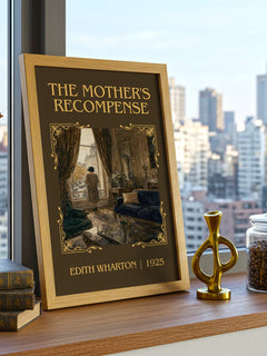 The Mother'S Recompense Classic Book Art Print by Edith Wharton – framed print on a city-view windowsill