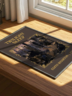 Twilight Sleep Classic Book Art Print by Edith Wharton – print on a sunlit desk
